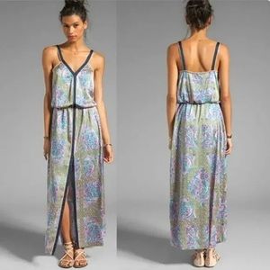 Juicy Couture Maxi Dress Imperial Starflower Paisley Sleeveless Slit Front